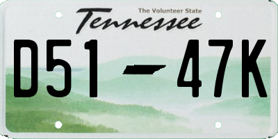 TN license plate D5147K