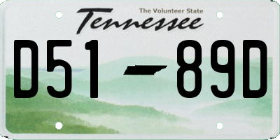 TN license plate D5189D