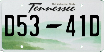 TN license plate D5341D