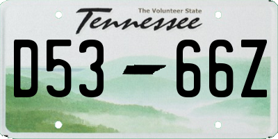 TN license plate D5366Z