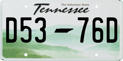 TN license plate D5376D