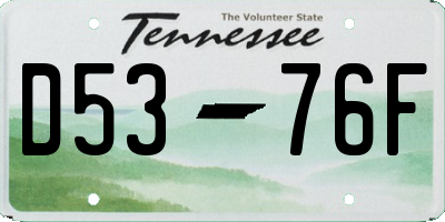 TN license plate D5376F