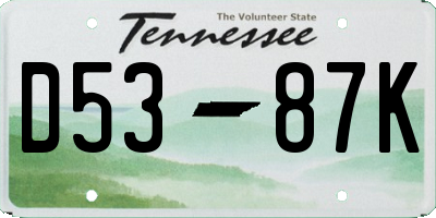 TN license plate D5387K