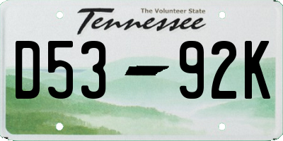 TN license plate D5392K