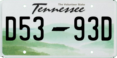 TN license plate D5393D
