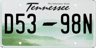 TN license plate D5398N