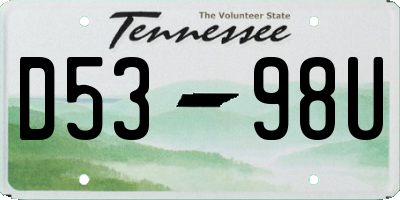 TN license plate D5398U