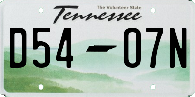 TN license plate D5407N