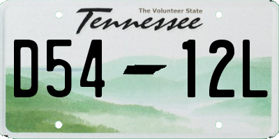 TN license plate D5412L