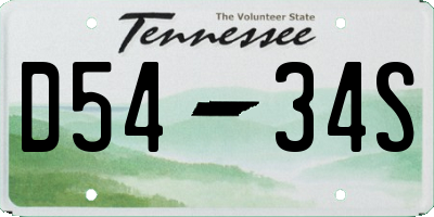 TN license plate D5434S