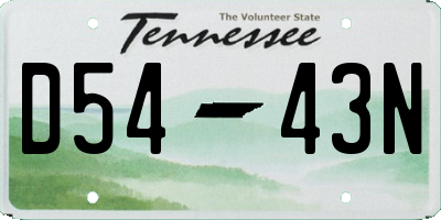 TN license plate D5443N