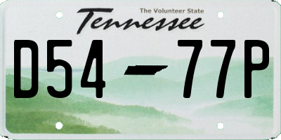 TN license plate D5477P