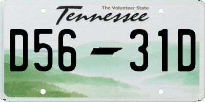 TN license plate D5631D