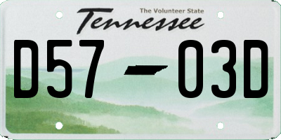 TN license plate D5703D