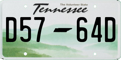TN license plate D5764D