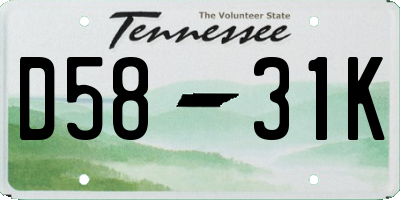TN license plate D5831K