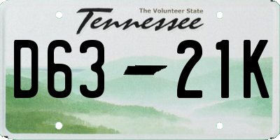 TN license plate D6321K