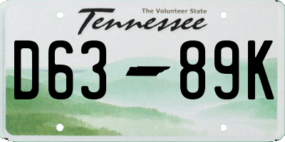 TN license plate D6389K