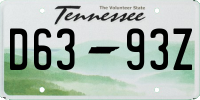 TN license plate D6393Z