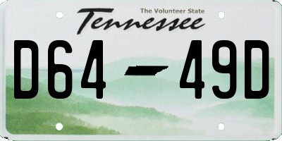 TN license plate D6449D