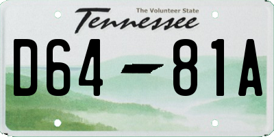 TN license plate D6481A