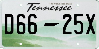 TN license plate D6625X