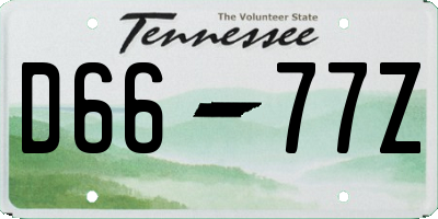 TN license plate D6677Z