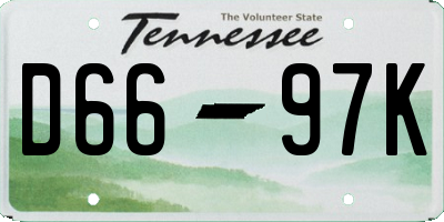TN license plate D6697K