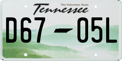 TN license plate D6705L