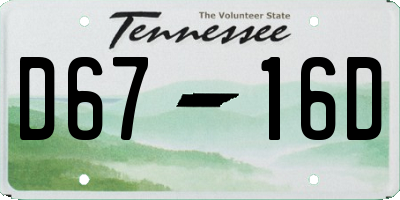 TN license plate D6716D