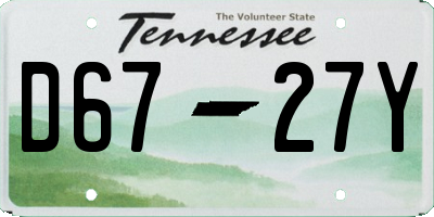TN license plate D6727Y