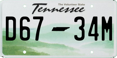 TN license plate D6734M