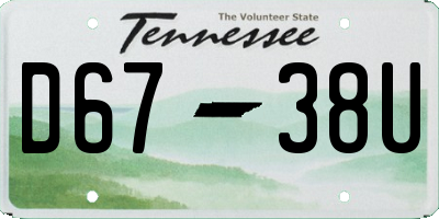 TN license plate D6738U