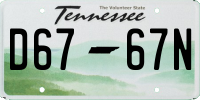 TN license plate D6767N