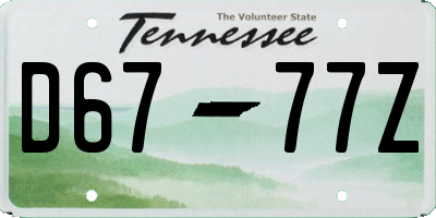 TN license plate D6777Z