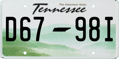 TN license plate D6798I