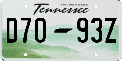TN license plate D7093Z