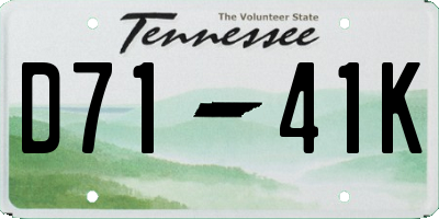 TN license plate D7141K