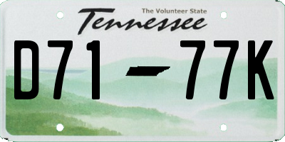 TN license plate D7177K