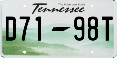 TN license plate D7198T