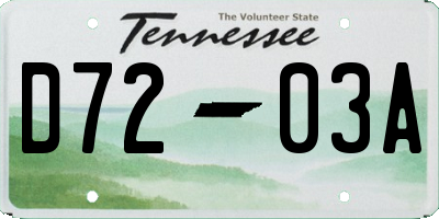 TN license plate D7203A