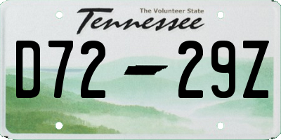 TN license plate D7229Z