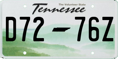 TN license plate D7276Z