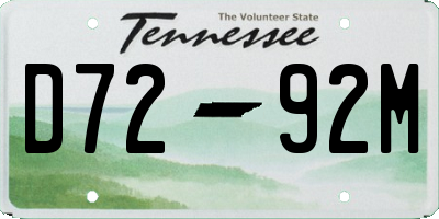 TN license plate D7292M
