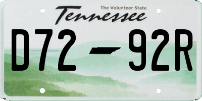 TN license plate D7292R