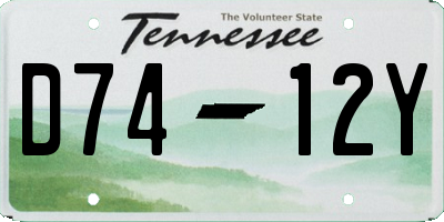 TN license plate D7412Y