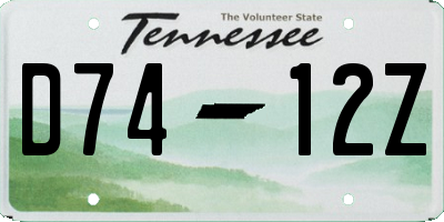 TN license plate D7412Z