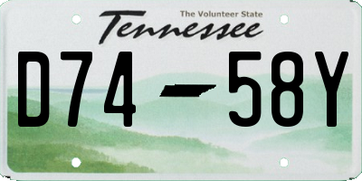 TN license plate D7458Y