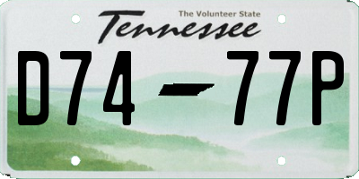 TN license plate D7477P