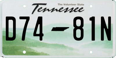 TN license plate D7481N